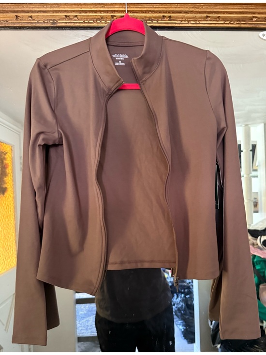 wild fable Jackets & Blazers - wild fable Brown Open-Front Zip Jacket